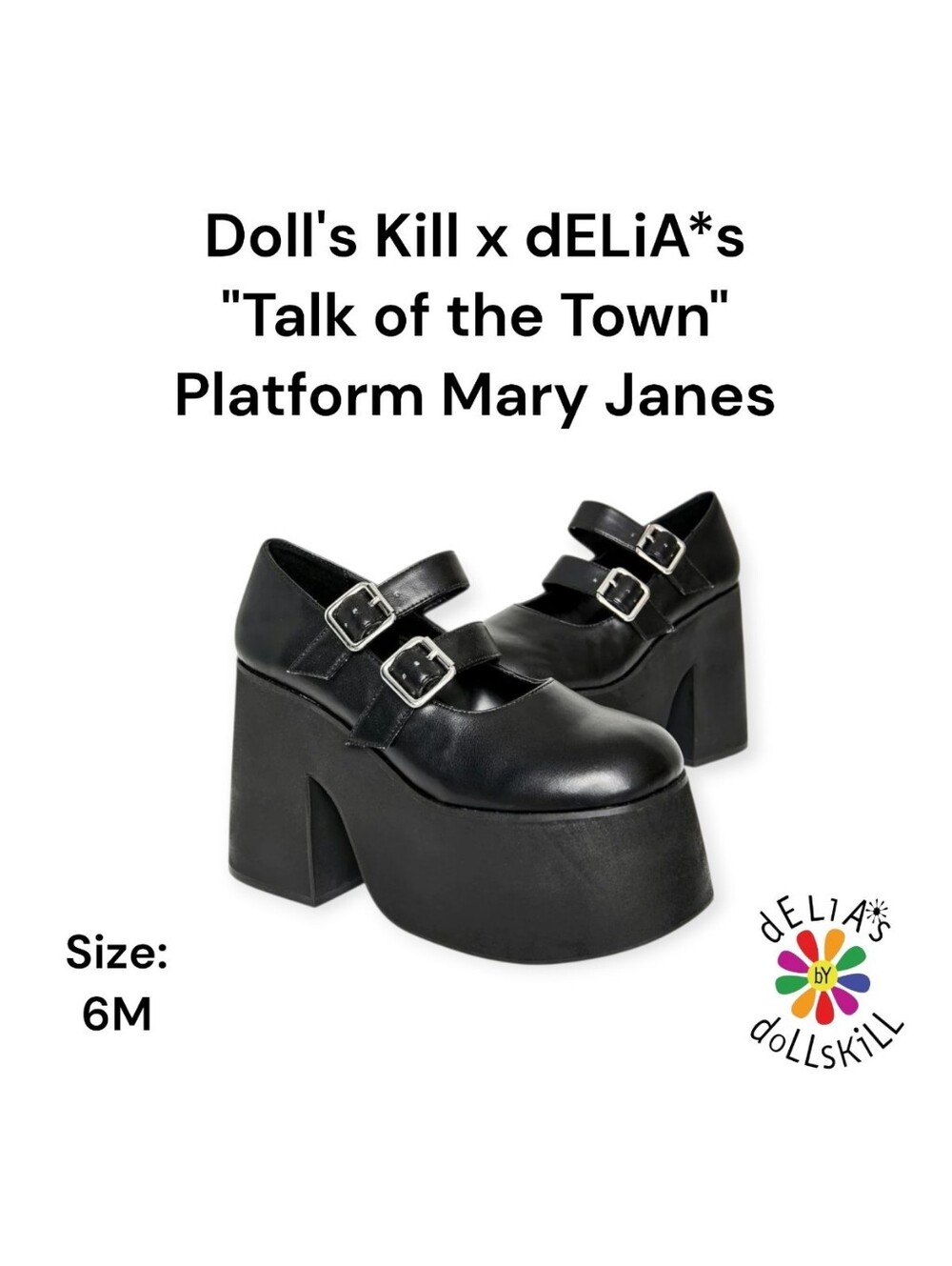 Doll's Kill x dELiA*s Black "Talk of the Town" Platform Mary Jane Shoes